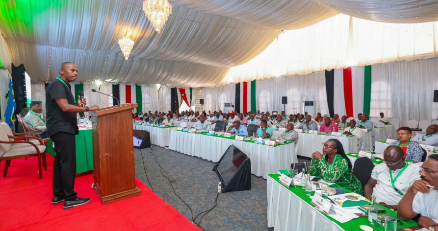 Dagoretti South MP John Kiarie addresses MPs in Mombasa on August 21, 2025. PHOTO/https://web.facebook.com/ParliamentKE