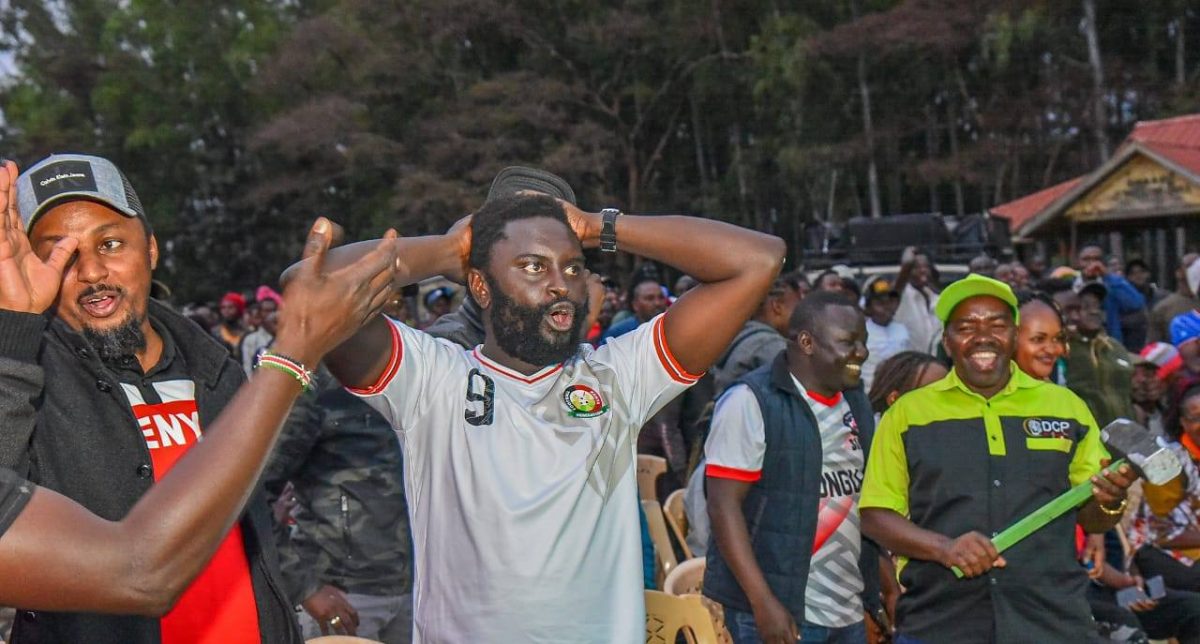 Nyandarua Senator John Methu wtching Kenya Vs Madagascar clash on August 22, 2025. PHOTO/https://www.facebook.com/JohnMuhiaMethu