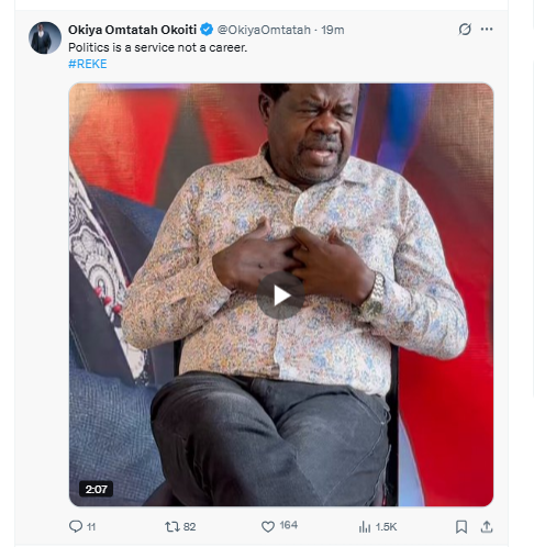 Busia Senator Okiya Omtata's post slamming selfish leaders. PHOTO/Screengrab by K24 Digital.
