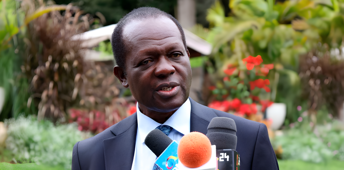 Former Cabinet Secretary Raphael Tuju addressing journalists at Entim Sidai Sanctuary in Karen, Nairobi on May 2, 2024. PHOTO/Screengrab by K24 Digital.