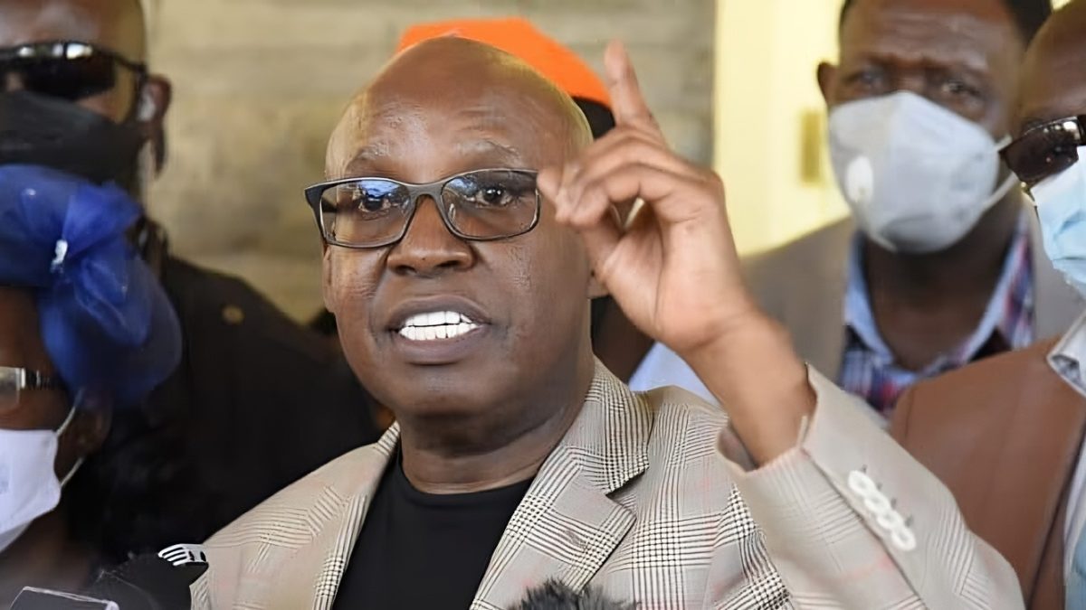 Businessman Jimi Wanjigi speaks to the media. PHOTO/Screengrab by K24 Digital.