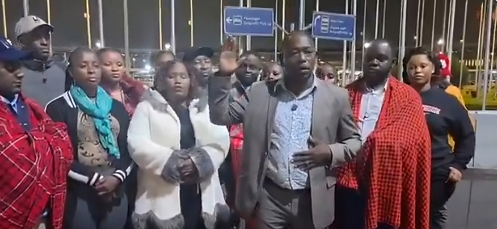 Youth brave cold and drizzle at JKIA awaiting Gachagua’s arrival