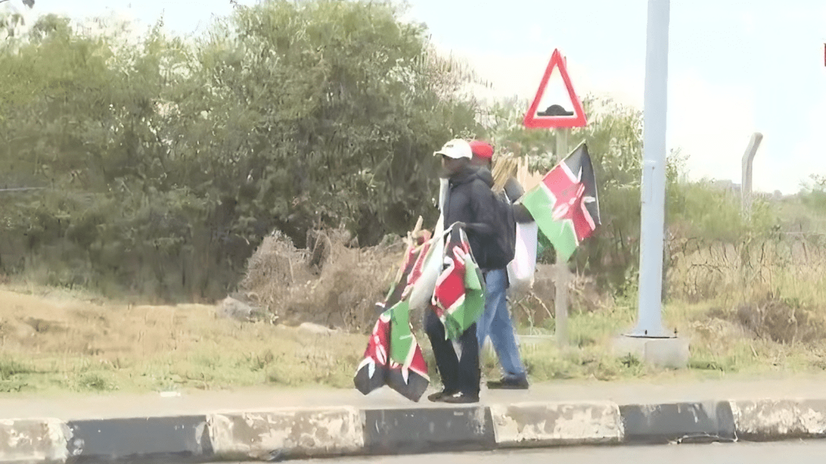 Youths carrying Kenyan flags filmed en route to JKIA