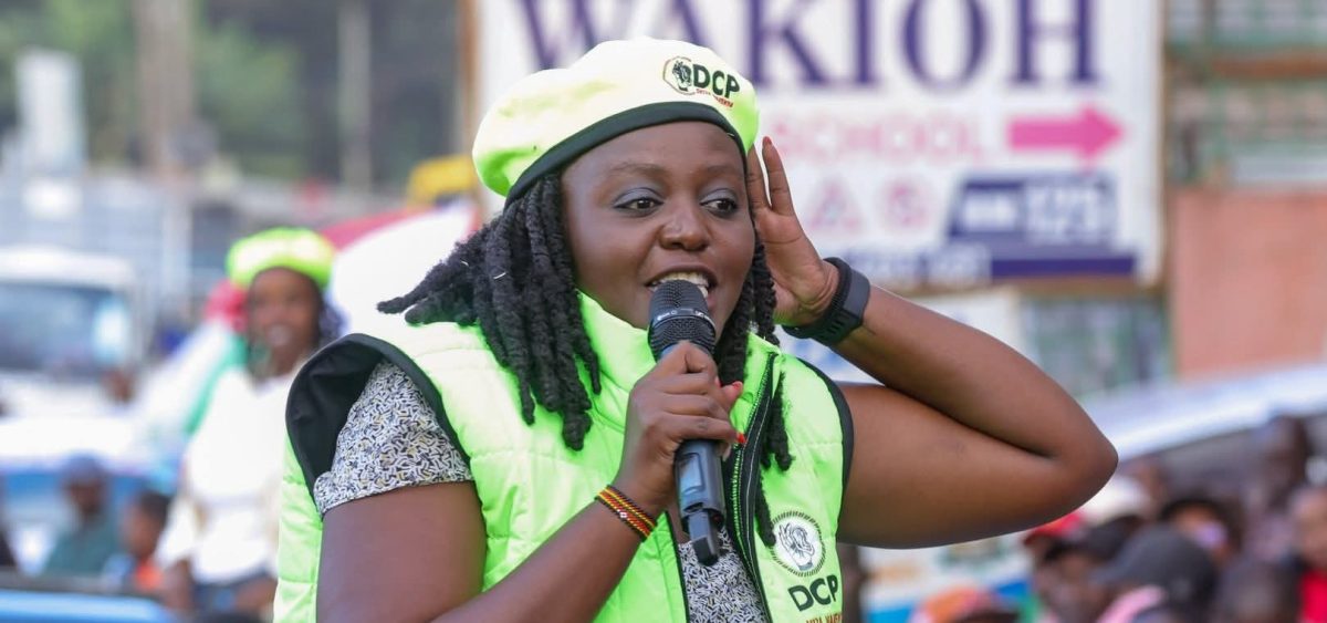 Wanjiku Thiga during a past political rally. PHOTO/https://www.facebook.com/wanjikuwathiga