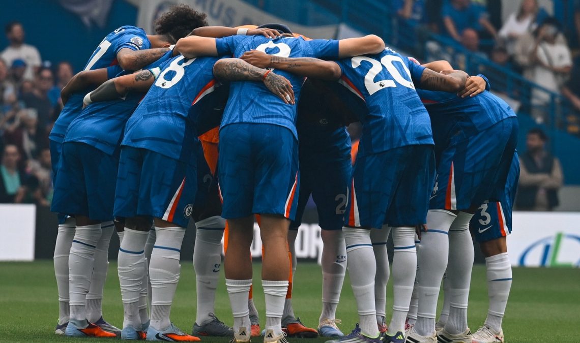 A group of Chelsea players do word of prayer during a past clash. PHOTO/https://www.facebook.com/ChelseaFC