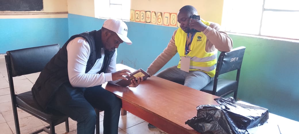 A voter voting electronically in UDA primaries in Nandi county on September 22, 2025. PHOTO/Chepsiror Jairus
