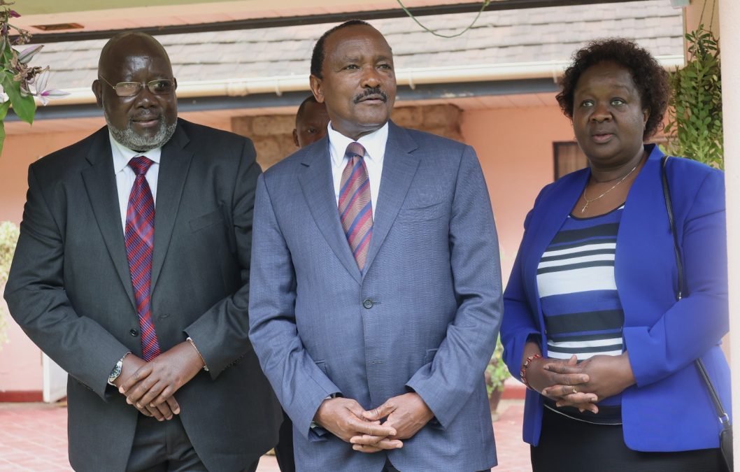 Kalonzo Musyoka when he visited Dalmas Otieno's family. PHOTO/skmusyoka