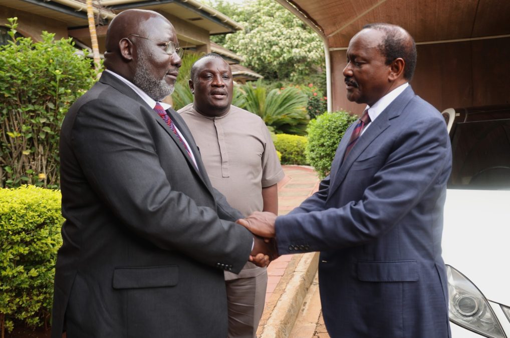 Kalonzo Musyoka when he visited Dalmas Otieno's family. PHOTO/skmusyoka