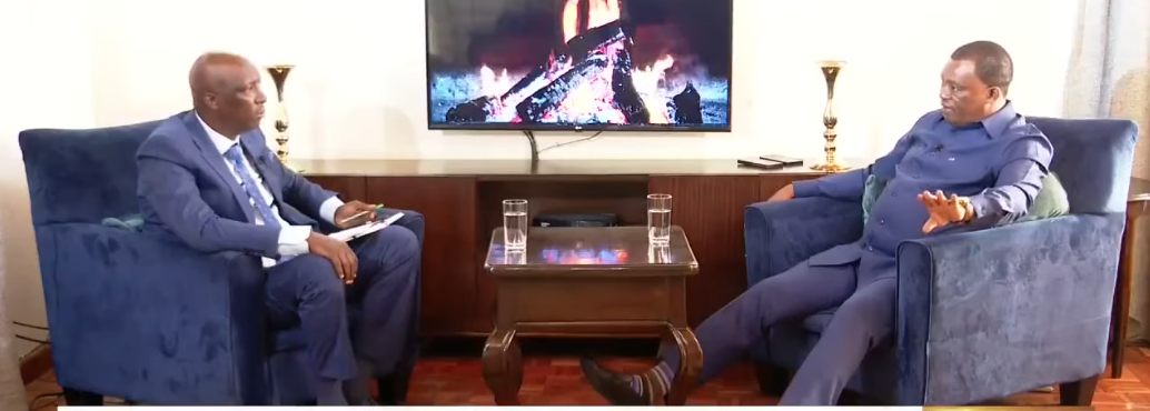 Former CS for Public Service Justin Muturi speaks to Gatonye Wa Mbugua of Kameme TV on September 15, 2025. PHOTO/Screengrab by K24 Digital.
