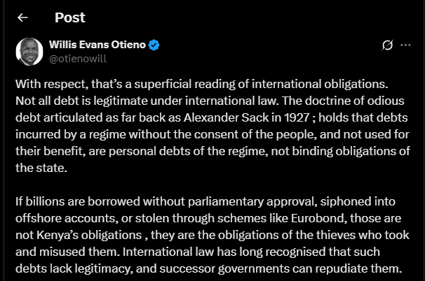 A post shared by Willis Otieno on his X. PHOTO/Screengrab by K24 Digital from @otienowill