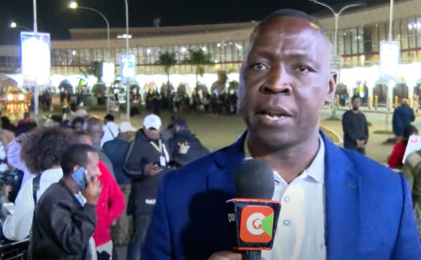 Godfrey Otunge speaking to the press after landing in the country on Friday September 5, 2025. PHOTO/ Screengrab by K24 Digital/Citizen TV Kenya/ Youtube