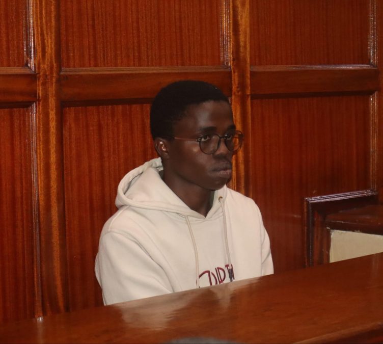 Seth Mwabe Okwanyo when he appeared before Milimani Principal Magistrate Ben Mark Ekhubi on Monday, September 1, 2025. PHOTO/Zipporah Ngwatu