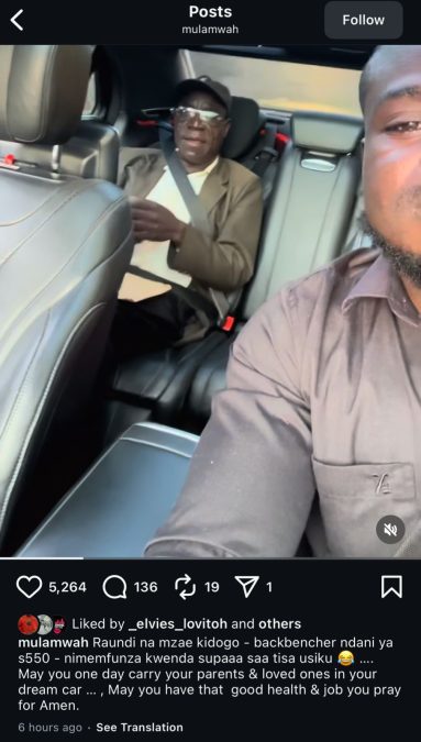 A post shared by Mulamwah on his Instagram. PHOTO/Screengrab by K24 Digital from @mulamwah