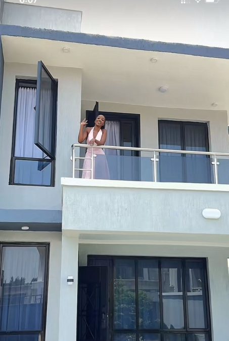 Akoko Val posing inside her new mansion. PHOTO/@akokoval/TikTok