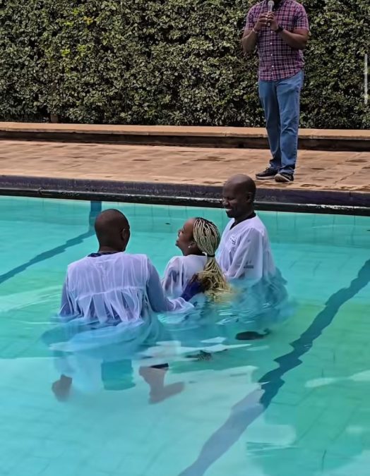 Foi Wambui when she got baptised. PHOTO/Screengrab by K24 Digital of Instagram video by @foi_wambui_