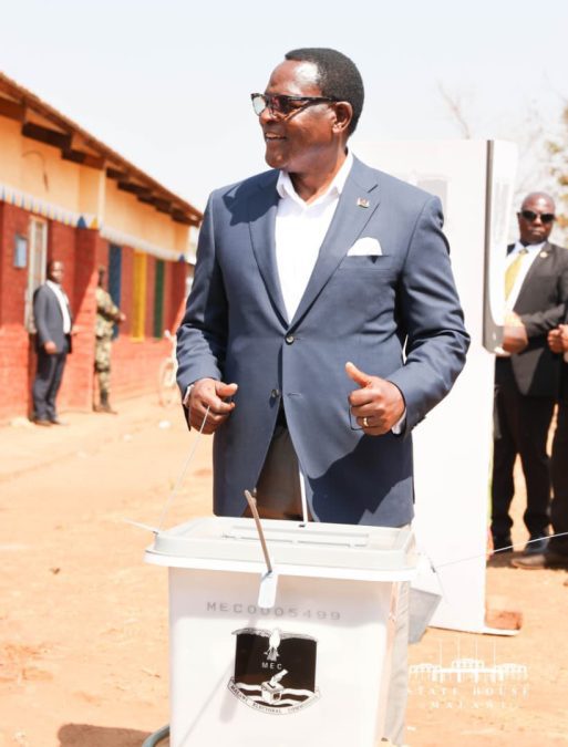 President Lazarus Chakwera cast his vote. PHOTO/https://www.facebook.com/DrLazarusChakwera