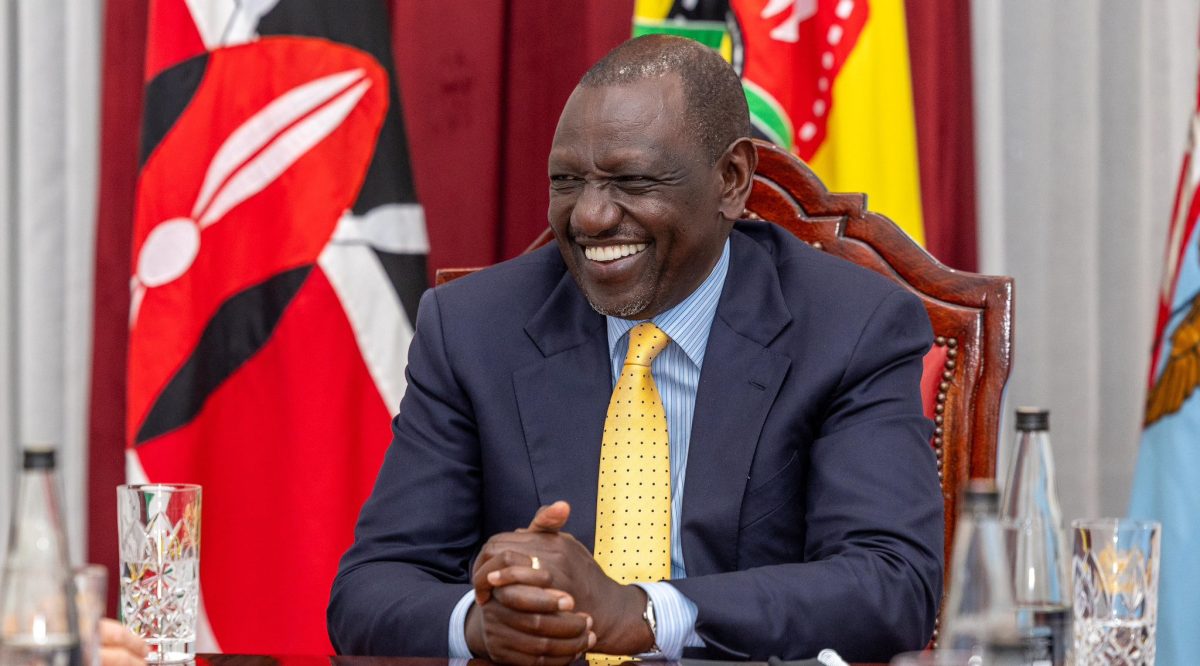 President William Ruto smiles during an engagemet at State House. PHOTO/https://www.facebook.com/williamsamoei