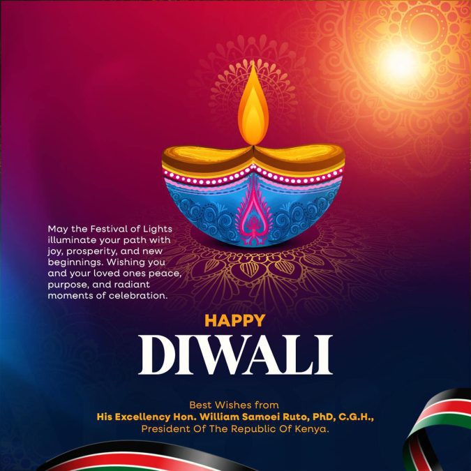 A well-designed graphic card from William Ruto wishing Kenyans happy Diwali. PHOTO/https://www.facebook.com/williamsamoei