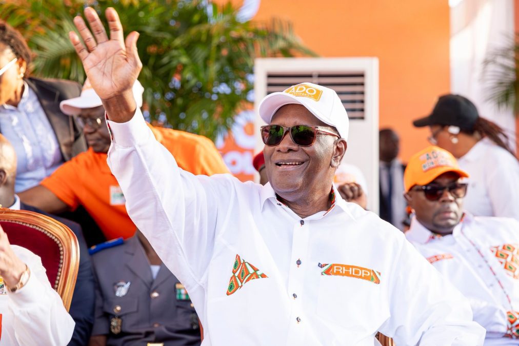 Ivory Coast's incumbent president, Alassane Ouattara during a campaign rally. PHOTO/https://web.facebook.com/AlassaneOuattara.prci
