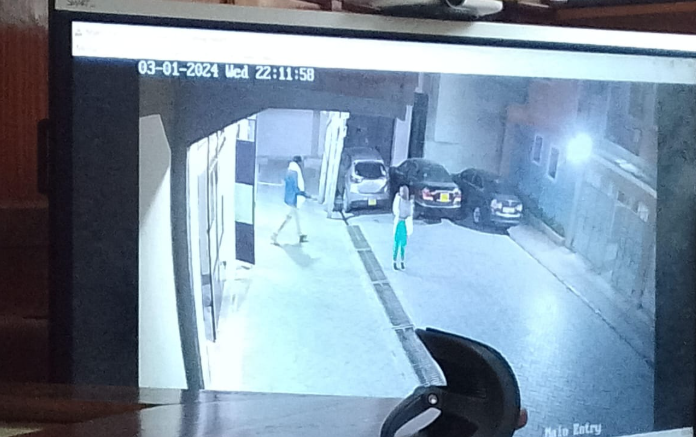A photo of a man captured with a white clothing around his neck in the CCTV footage presented before Milimani High Court Judge Alexander Muteti on Wednesday, October 1, 2025.PHOTO/ Zipporah Ngwatu