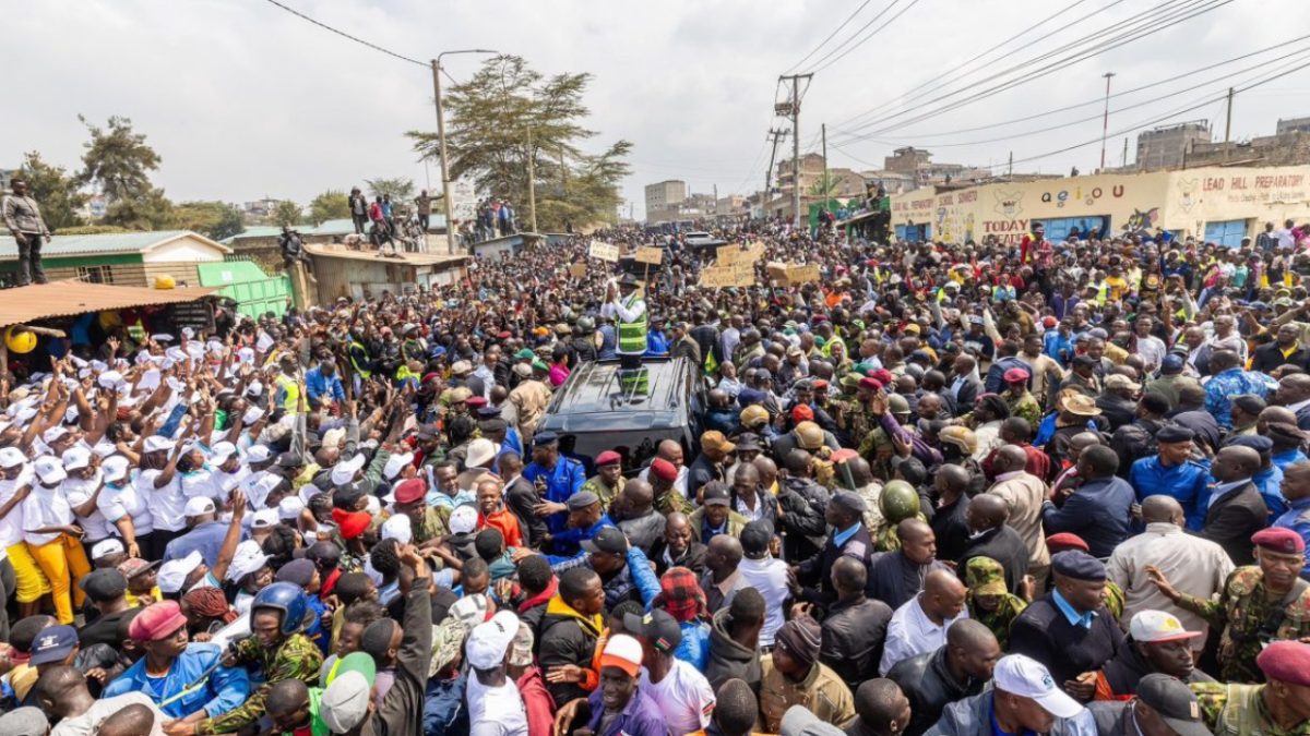 A political rally with a large crowd in attendance. PHOTO/@WillimsRuto/X