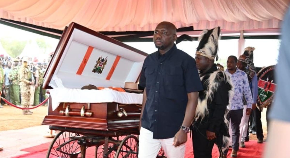 Interior CS Kipchumba Murkomen viewing Raila Odinga's body. PHOTO/@Kipmurkomen/X
