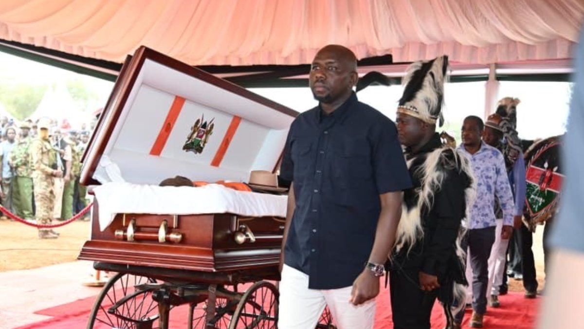 Interior CS Kipchumba Murkomen viewing Raila Odinga's body. PHOTO/@Kipmurkomen/X