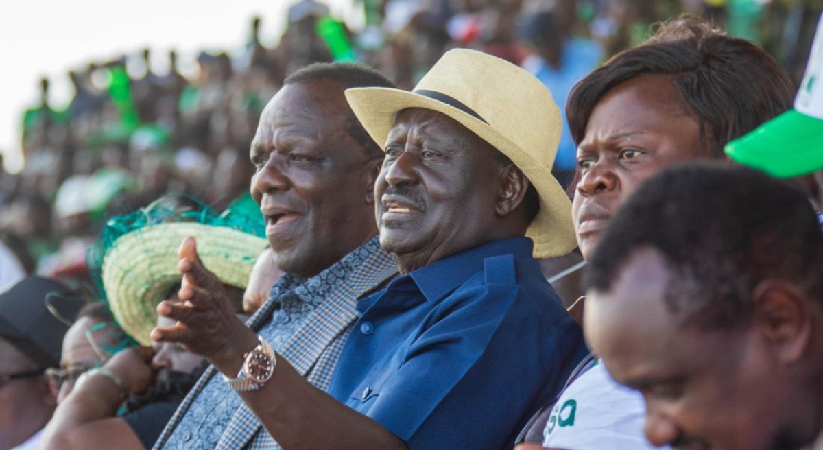 The late Raila Odinga watching Gor Mahia's match. PHOTO/@RailaOdinga/X