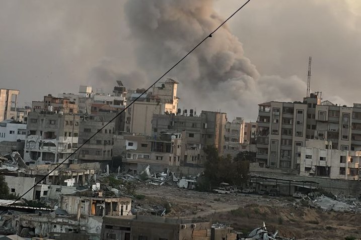 "Thick black smoke rises over Gaza City following an Israeli strike. PHOTO/@Philipp27960841/X