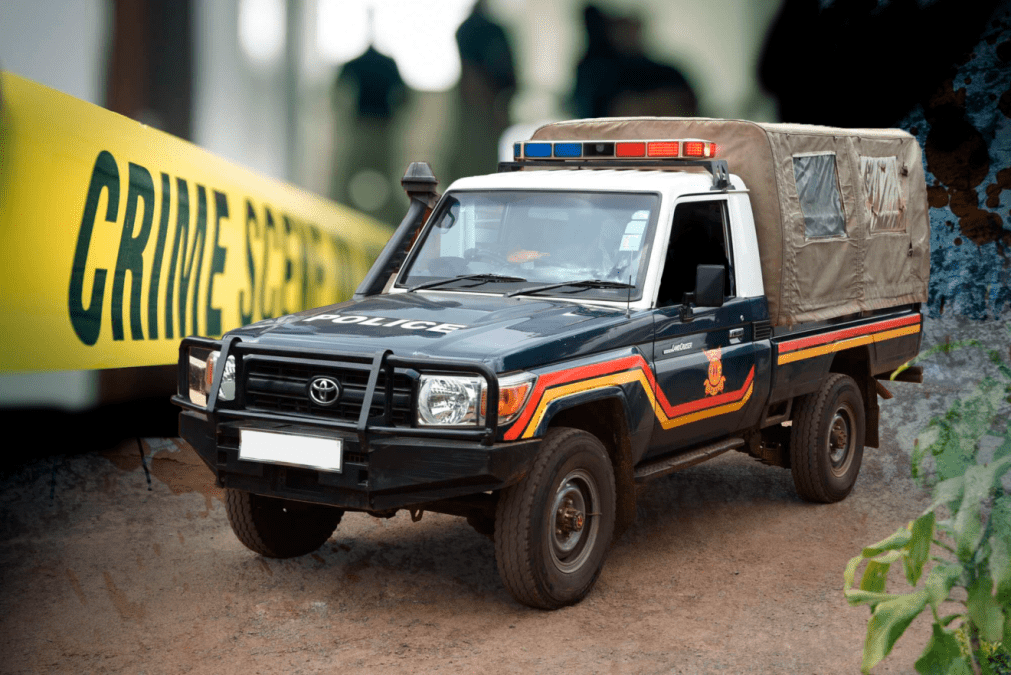A police car at a crime scene during a past event. PHOTO/Screengrab by K24 Digital
