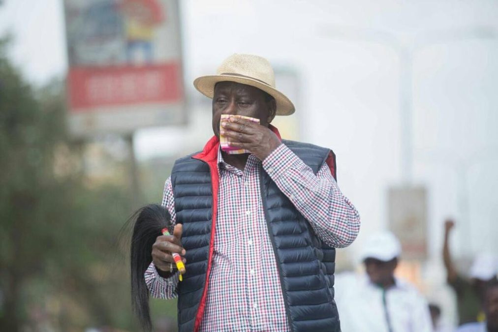 Raila Odinga seen wiping away tears during a past public event. PHOTO/@iRealOG/X