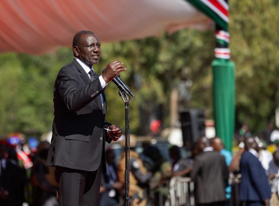 President William Ruto addressing during the burial ceremony of the late ODM leader Raila Odinga in Siaya County.PHOTO/@WilliamsRuto/X
