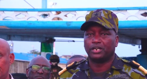 Kenya Navy Deputy Commander Sankale Kiswaa speaking on Saturday October 25, 2025. PHOTO/Screengrab by K24 Digital/https://www.youtube.com/watch?v=zdMbt_2i8JA