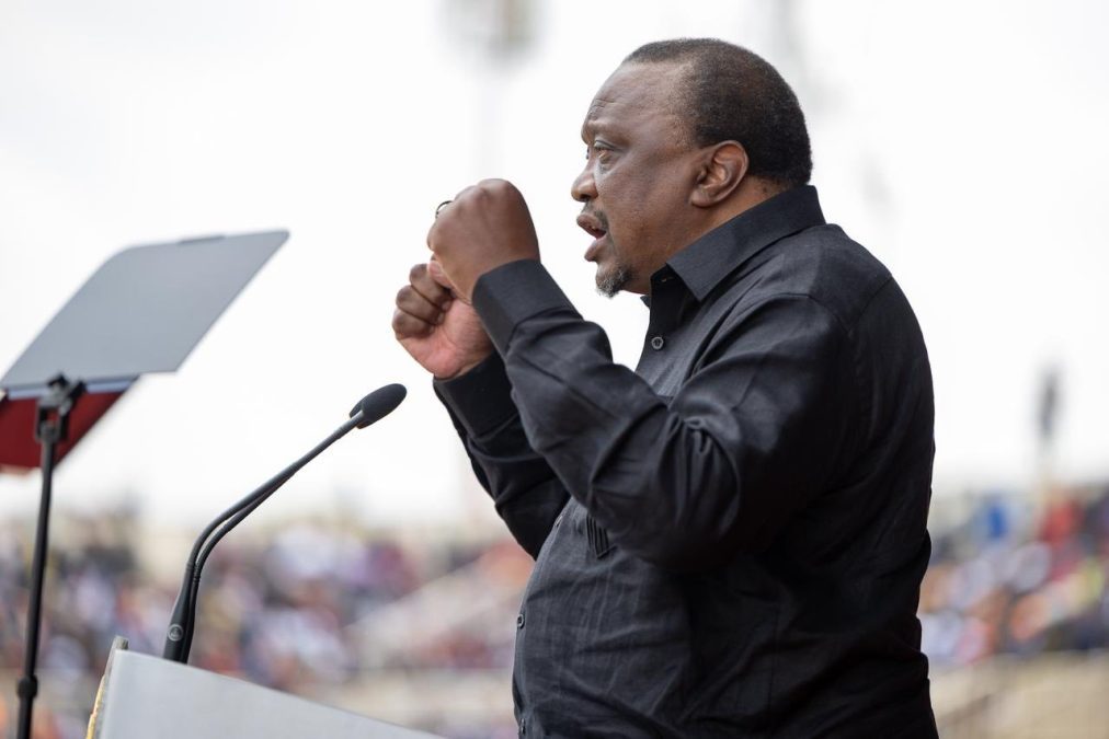 Former president Uhuru Kenyatta speaking at Raila Odinga's state funeral on Friday, October 17, 2025. PHOTO/https://web.facebook.com/williamsamoei
