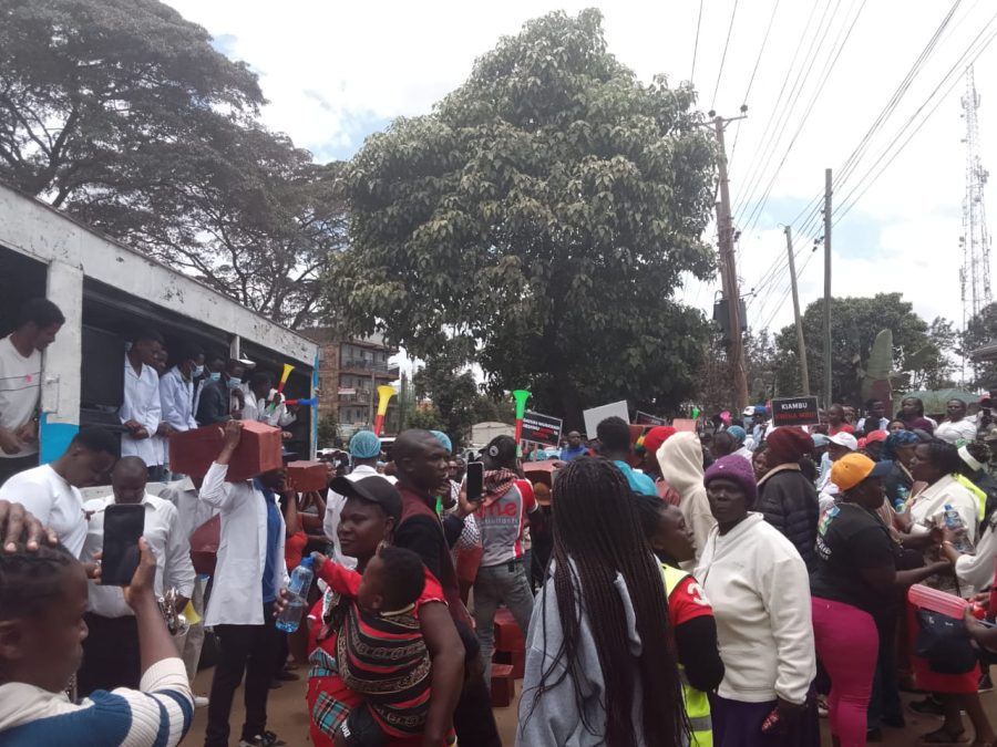 Doctors stage protests in Kiambu County. PHOTO/@MiskellahMD/X