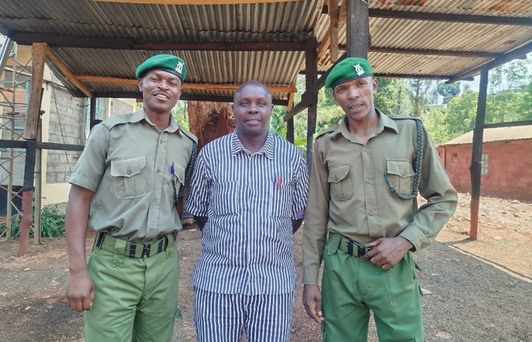 Peter Mwaniki, outside the Murang’a GK prison a few minutes before his release after staying in prison for 24 years. PHOTO/Rebeccah Wangari