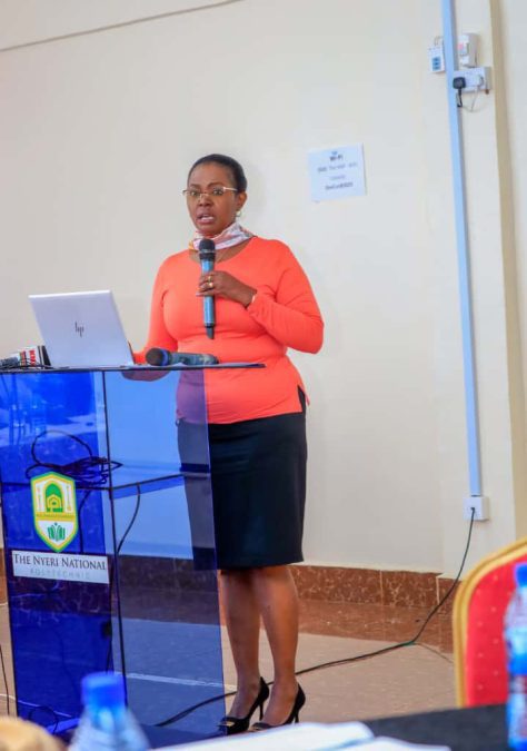 PS Ann Wang'ombe speaks during an event in Nyeri. PHOTO/https://www.facebook.com/profile.php?id=100094145964486