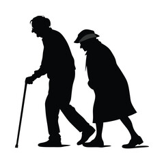 lhouette of an elderly couple taking a quiet walk, the husband leaning gently on a walking stick in a moving moment of lifelong companionship. Photo: Pexels