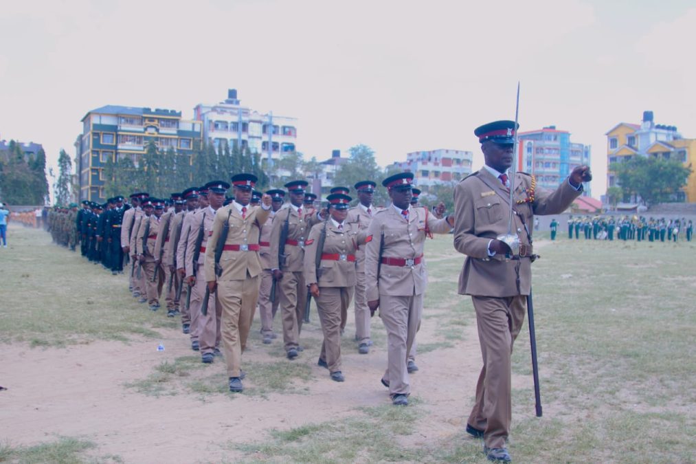 Officers drawn from the National Police Service (NPS) marching during the parade on the commemoration of Mashujaa Day in Jomvu, Mombasa County on 20, October 2025. PHOTO/Screengrab by K24 Digital