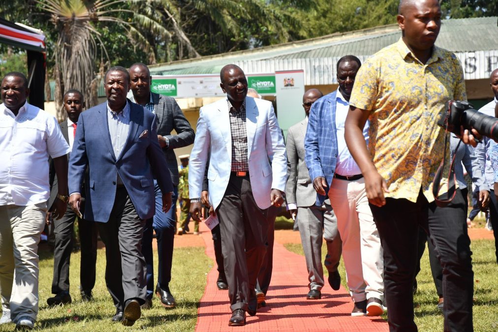 President William Ruto arrives at Mumias Sports Complex in Kakamega. PHOTO/Screengrab by K24 Digital