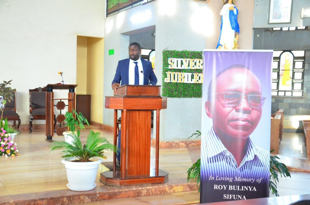 Edwin Sifuna during the memorial mass of his late uncle. PHOTO/https://www.facebook.com/EdwinWSifuna