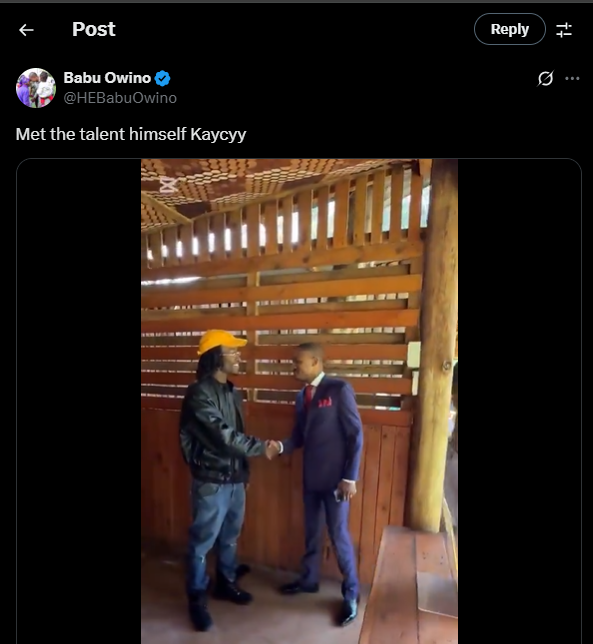  post shared by Babu Owino on his X. PHOTO/Screengrab by K24 digital from @HEBabuOwino