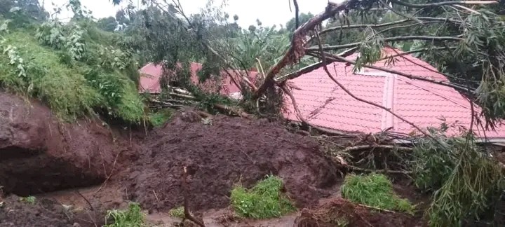 The scene at one of the homesteads, which was affected by landslides which swept through villages in Chesongoch in Elgeyo Marakwet County. 39 bodies have so far been recovered from the rubble, while nine others are still missing. PHOTO/Wycliffe Kipsang