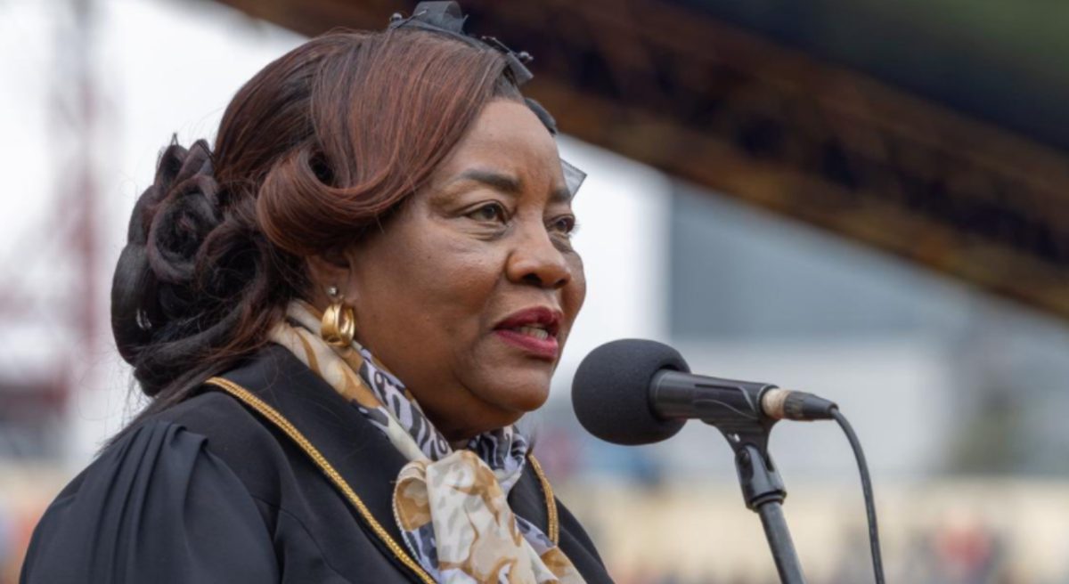 Ida Odinga making her address at Nyayo Stadium: PHOTO/facebook.com/williamsamoei