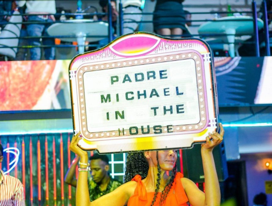 A placard announcing Padre Michael Watenga, during his visit. PHOTO/https://www.facebook.com/michael.kenson.7