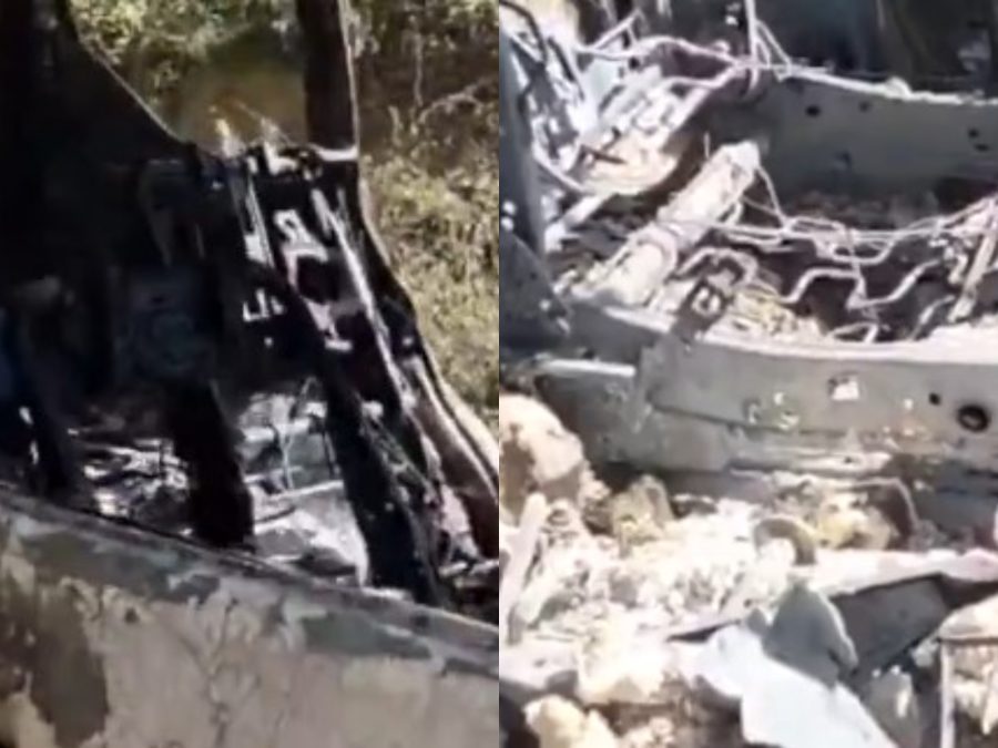 A burnt vehicle belonging to Eugene Wamalwa sits abandoned in Manyonje, Butali Ward, on Thursday, November 27, 2025,amid unrest in the Malava by-election.PHOTO/screengrab by K24 Digital