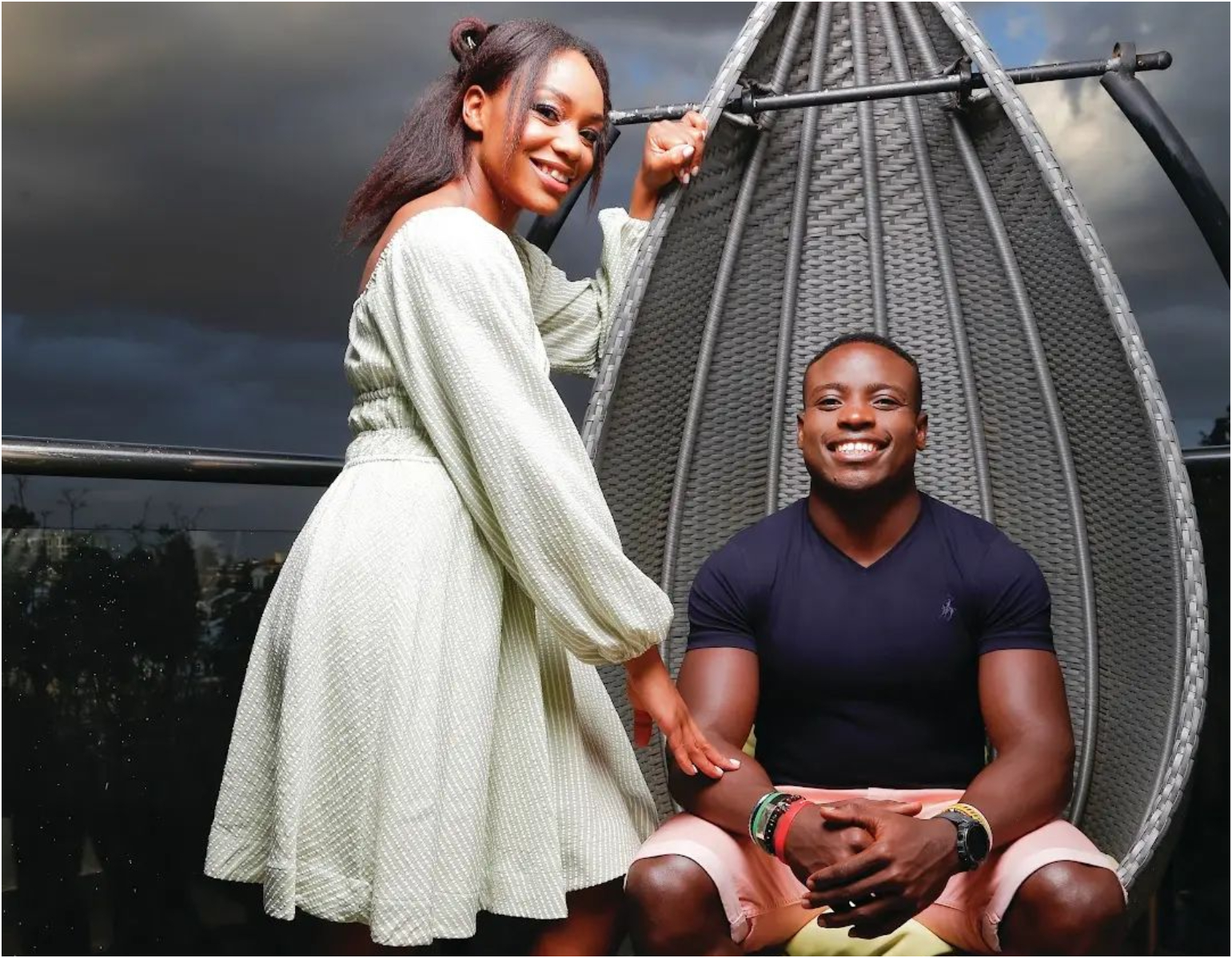 Kenyan Sprinter Ferdinand Omanyala with his wife, Laventa Amutavi. PHOTO/https://www.facebook.com/FerdiOmanyalaOMURWA