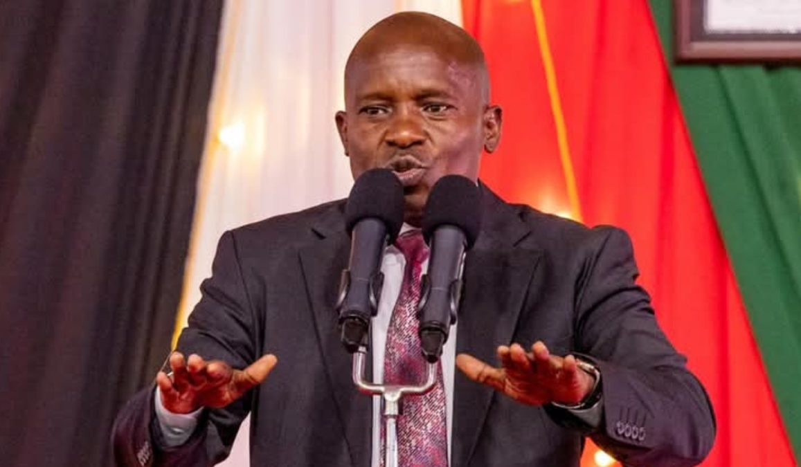 Deputy president Kithure Kindiki gestures during a metting at his Karen residence office on January 17, 2025. PHOTO/@kindikiKithure/X