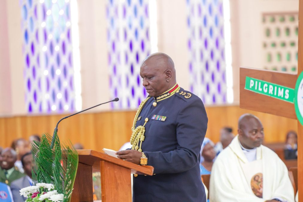 IG Douglas Kanja Speaking on Saturday, November 8, 2025, at the Holy Family Minor Basilica in Nairobi for a National Joint Prayers and Thanksgiving Service for uniformed and disciplined services and their families from the Nairobi Region. PHOTO/@NPSOfficial_KE/X