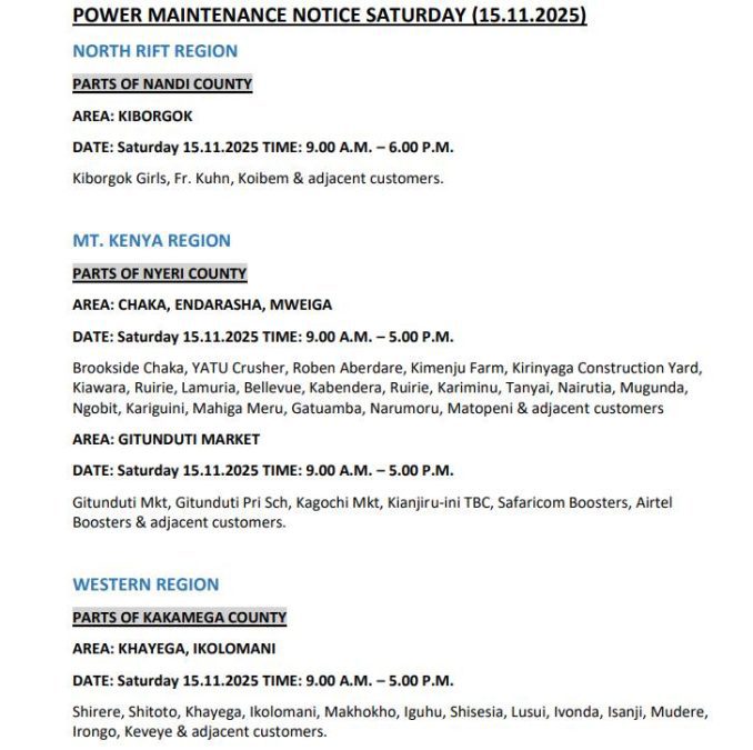 The Kenya Power statement. PHOTO/https://www.facebook.com/KenyaPowerLtd